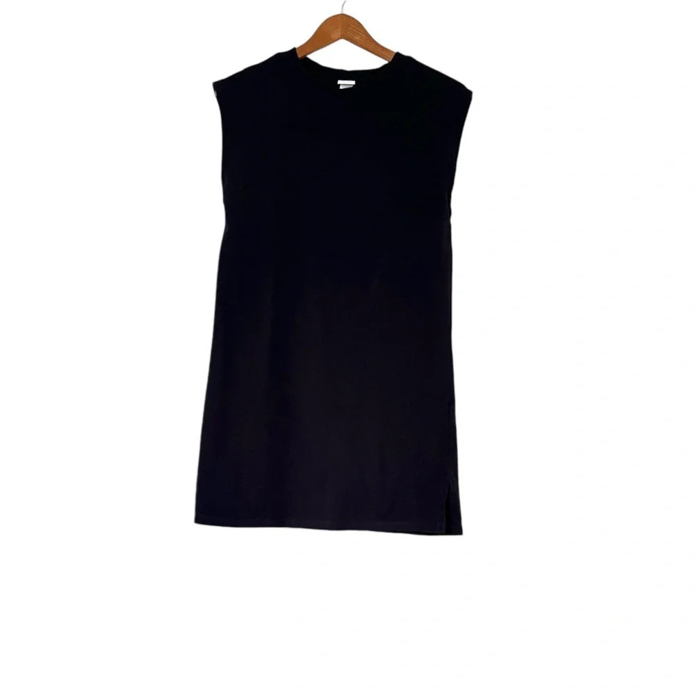 H&M Basic T-Shirt Dress XS Black Sleeveless Mini Casual Capsule Relaxed Cotton